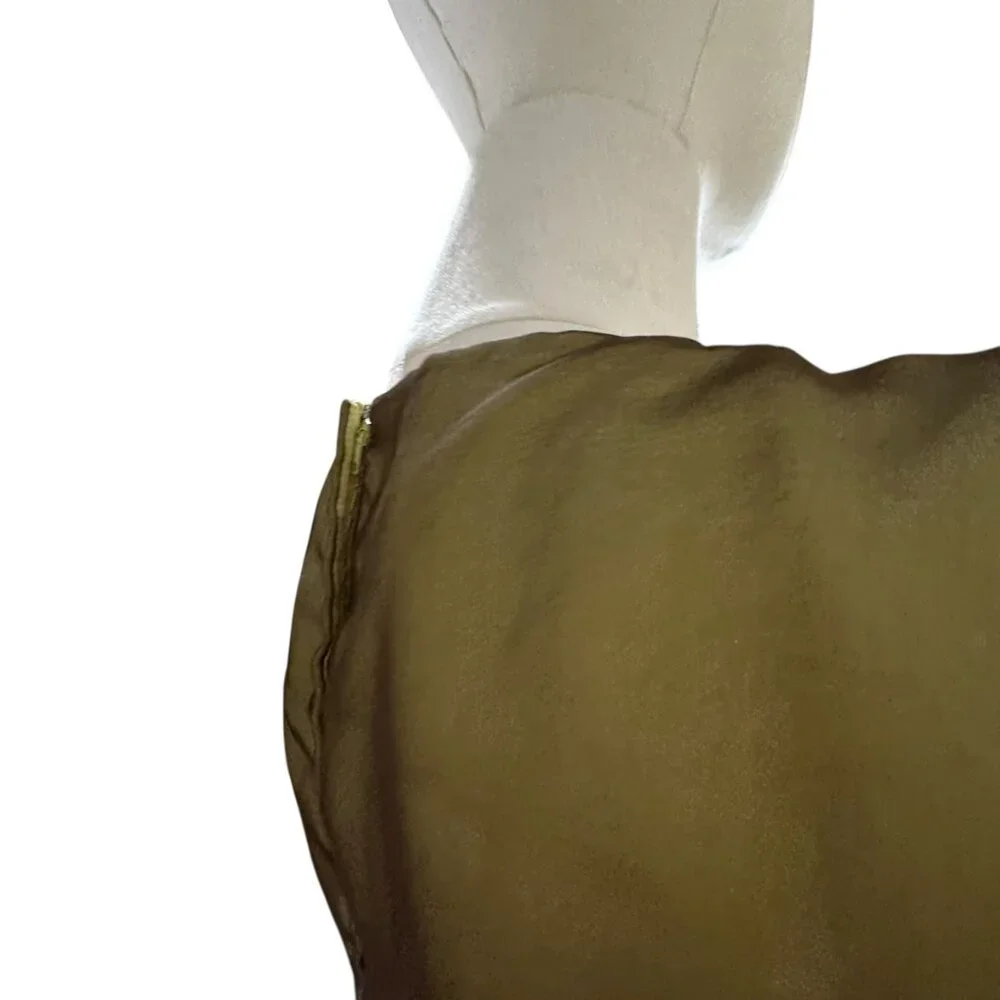 Vintage Miss Elliette 1960s Brown/Yellow Chiffon Cocktail Dress Size Custom(2) - Picture 9 of 11